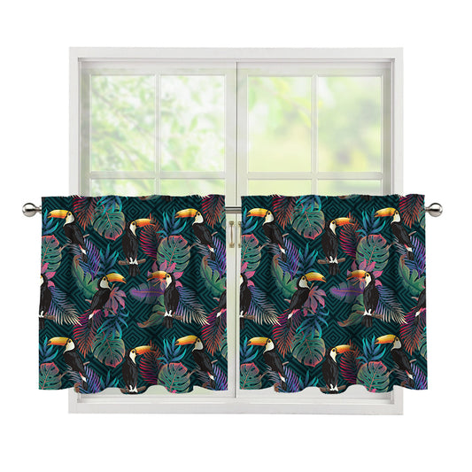 Exotic Tropical Toucan Pattern Print Tier Curtains
