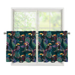 Exotic Tropical Toucan Pattern Print Tier Curtains