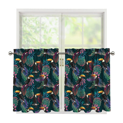 Exotic Tropical Toucan Pattern Print Tier Curtains