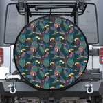 Exotic Tropical Toucan Pattern Print Tire Cover