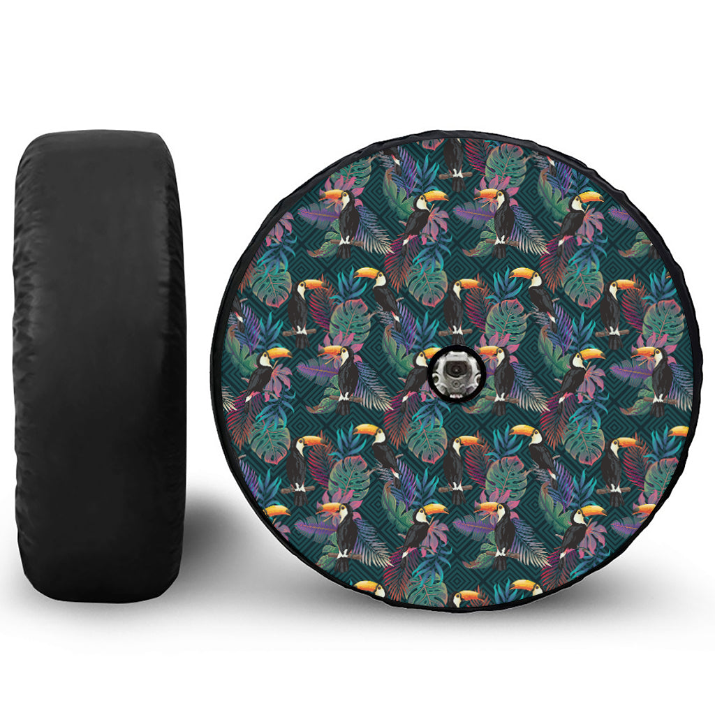 Exotic Tropical Toucan Pattern Print Tire Cover With Camera Hole