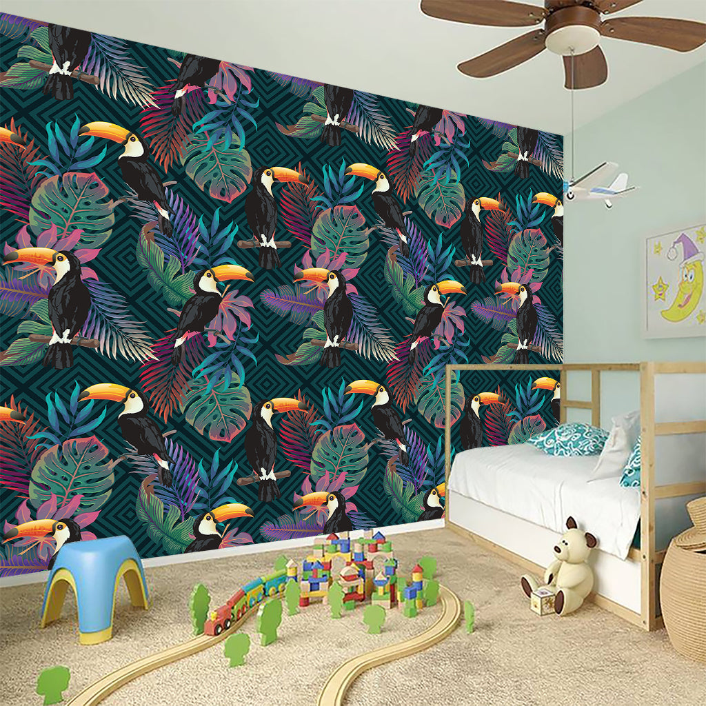 Exotic Tropical Toucan Pattern Print Wall Sticker