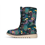 Exotic Tropical Toucan Pattern Print Winter Boots