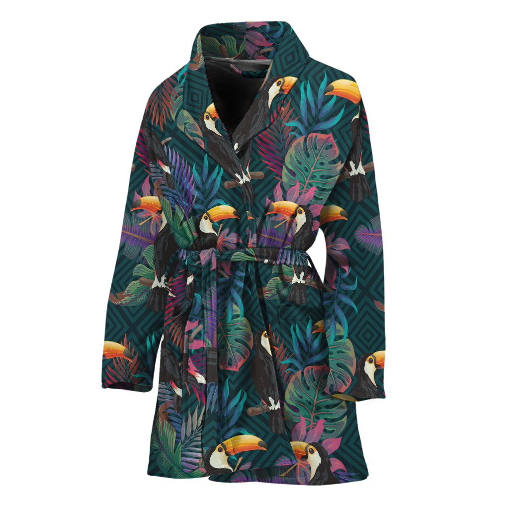 Exotic Tropical Toucan Pattern Print Women's Bathrobe