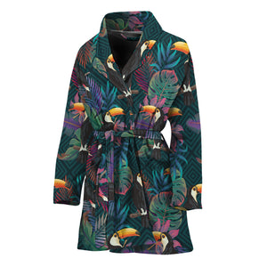 Exotic Tropical Toucan Pattern Print Women's Bathrobe