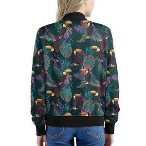 Exotic Tropical Toucan Pattern Print Women's Bomber Jacket