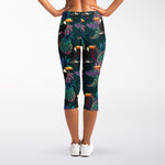 Exotic Tropical Toucan Pattern Print Women's Capri Leggings