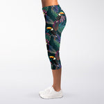 Exotic Tropical Toucan Pattern Print Women's Capri Leggings