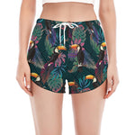 Exotic Tropical Toucan Pattern Print Women's Split Running Shorts