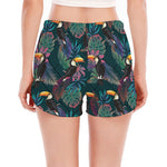 Exotic Tropical Toucan Pattern Print Women's Split Running Shorts