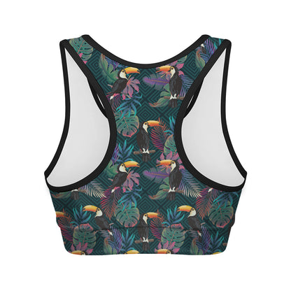 Exotic Tropical Toucan Pattern Print Women's Sports Bra