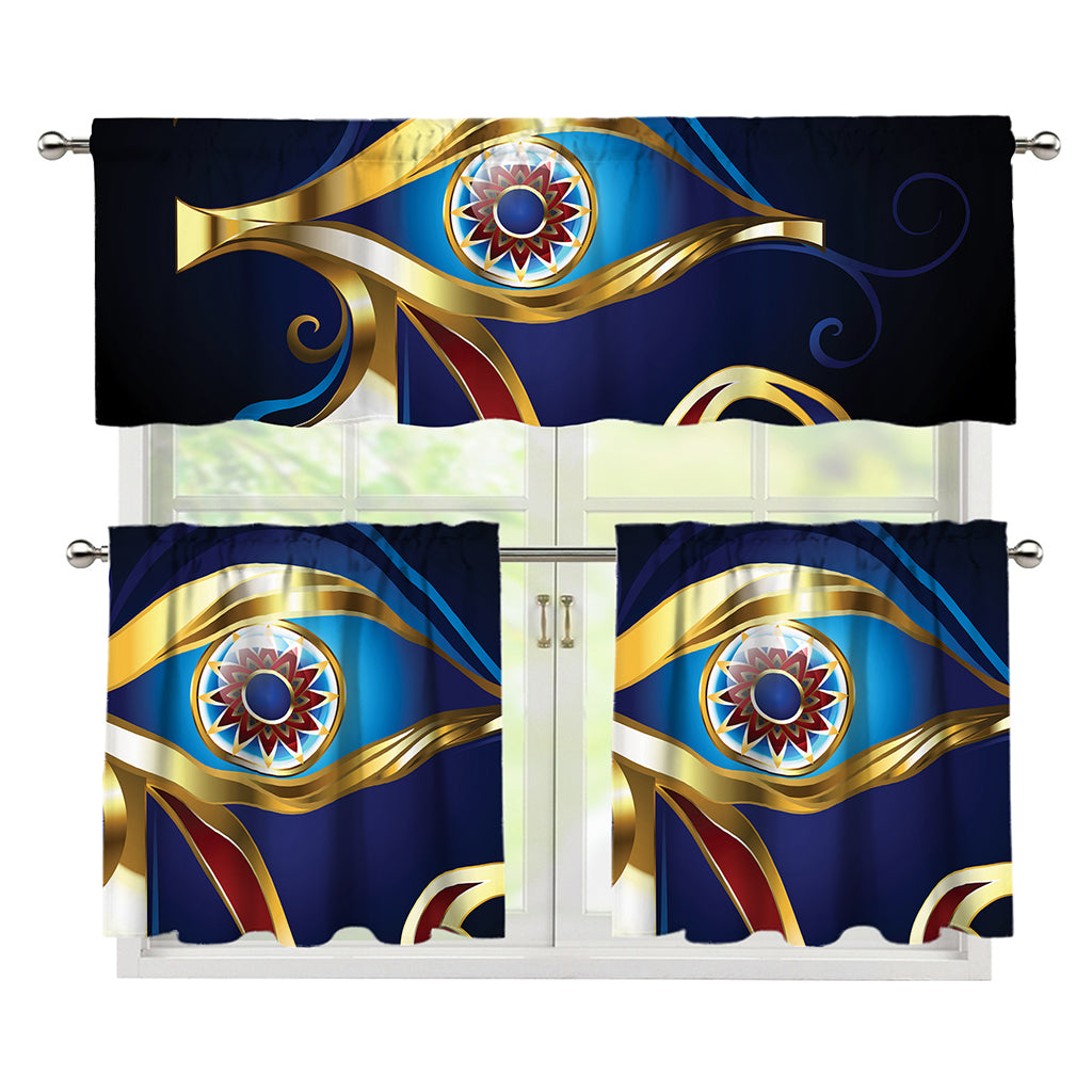 Eye Of Horus Amulet Print 3 Piece Kitchen Curtains