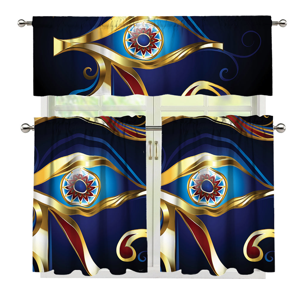 Eye Of Horus Amulet Print 3 Piece Kitchen Curtains