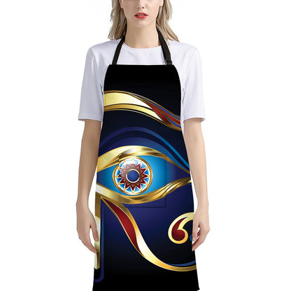 Eye Of Horus Amulet Print Bib Apron With Pocket