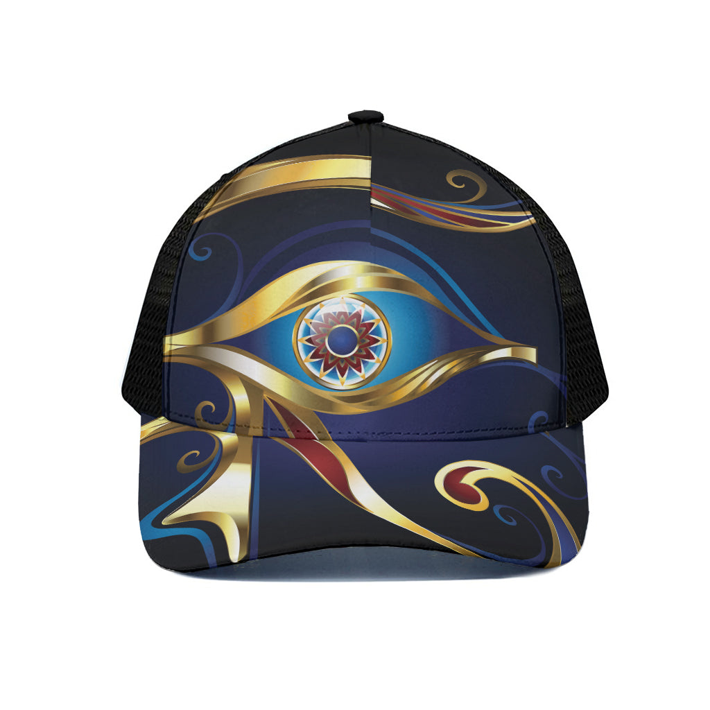 Eye Of Horus Amulet Print Black Mesh Trucker Cap