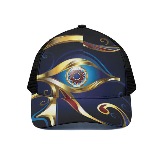 Eye Of Horus Amulet Print Black Mesh Trucker Cap