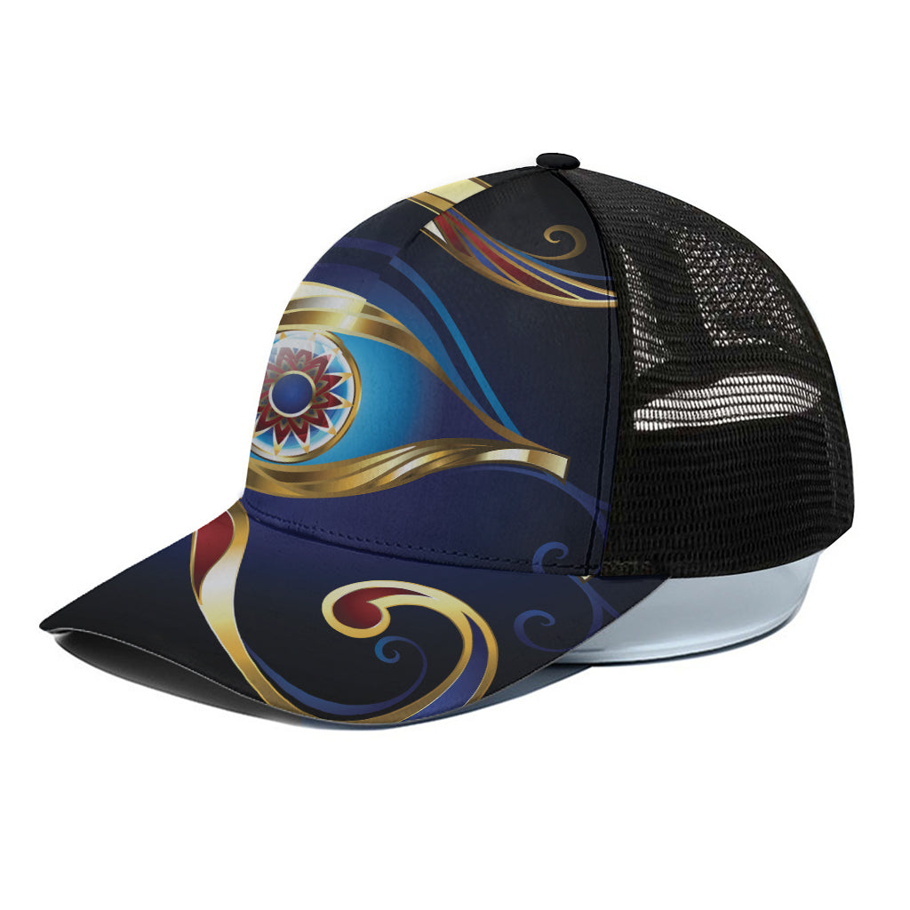 Eye Of Horus Amulet Print Black Mesh Trucker Cap