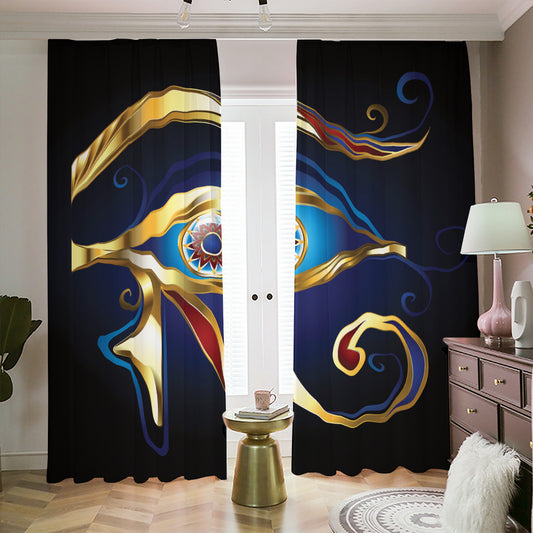 Eye Of Horus Amulet Print Blackout Pencil Pleat Curtains