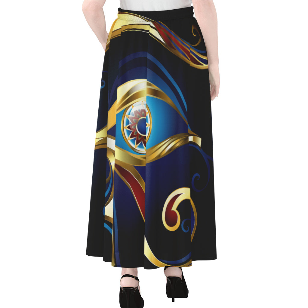 Eye Of Horus Amulet Print Chiffon Maxi Skirt