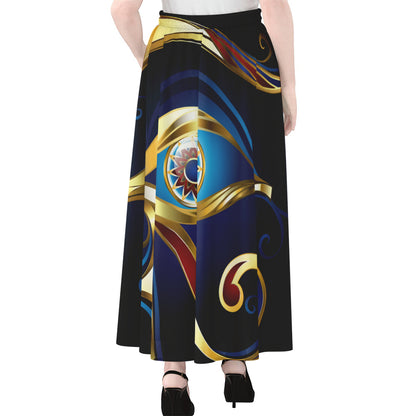 Eye Of Horus Amulet Print Chiffon Maxi Skirt