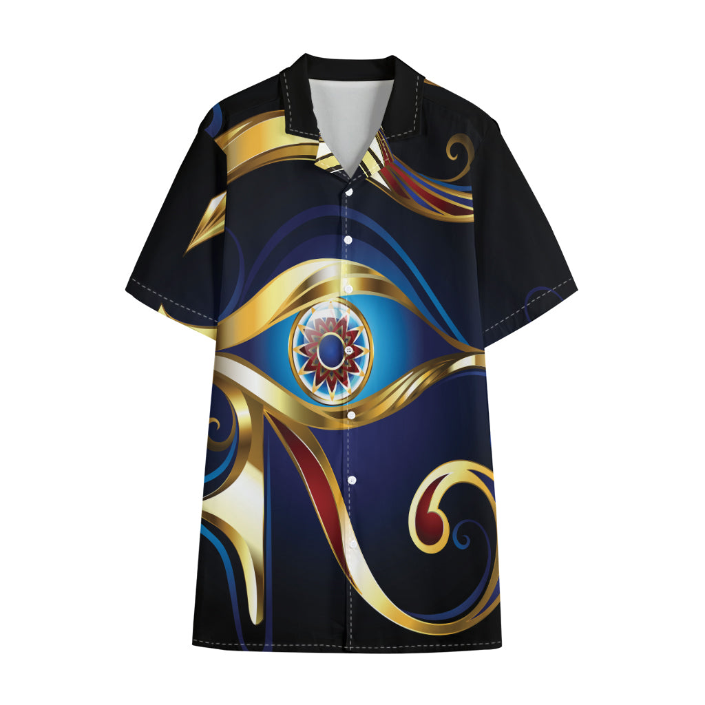 Eye Of Horus Amulet Print Cotton Hawaiian Shirt