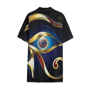 Eye Of Horus Amulet Print Cotton Hawaiian Shirt