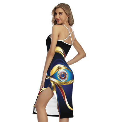 Eye Of Horus Amulet Print Cross Back Cami Dress