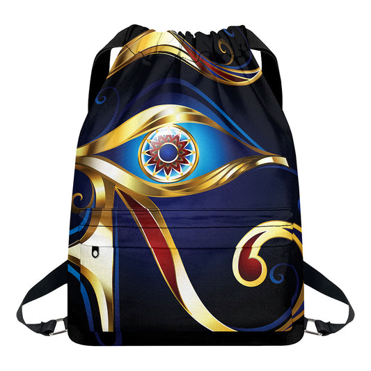 Eye Of Horus Amulet Print Drawstring Backpack