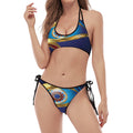 Eye Of Horus Amulet Print Halter Scoop Tie Side Bikini