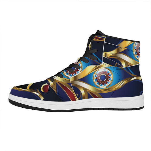 Eye Of Horus Amulet Print High Top Leather Sneakers