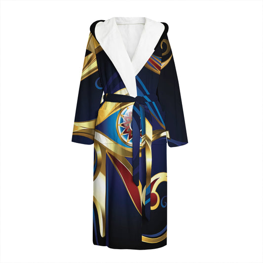 Eye Of Horus Amulet Print Hooded Bathrobe