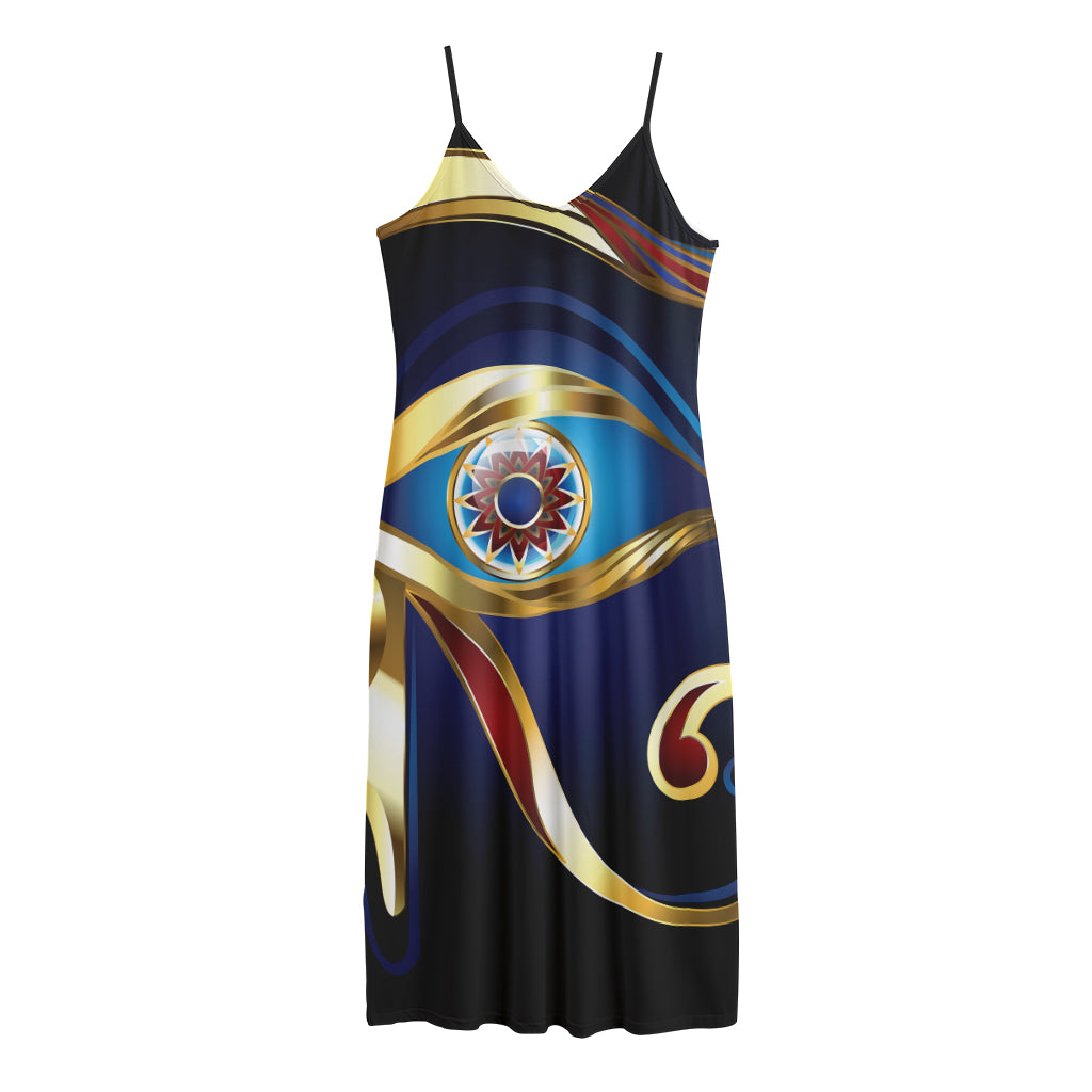 Eye Of Horus Amulet Print Jersey Midi Cami Dress
