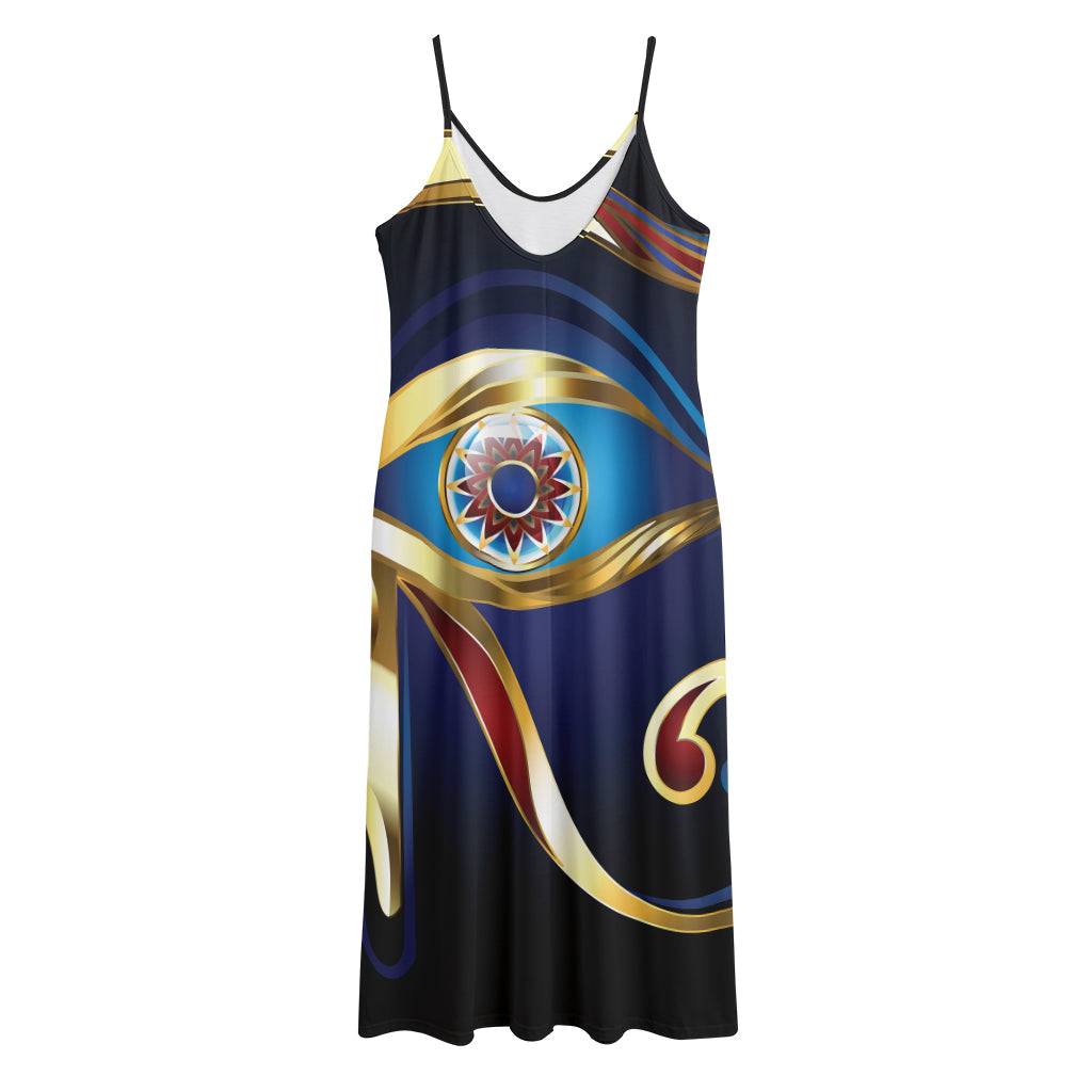 Eye Of Horus Amulet Print Jersey Midi Cami Dress