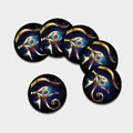 Eye Of Horus Amulet Print Leather Coaster Set