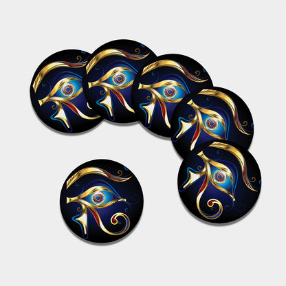 Eye Of Horus Amulet Print Leather Coaster Set