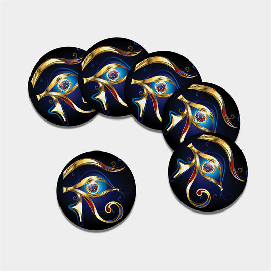 Eye Of Horus Amulet Print Leather Coaster Set