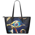 Eye Of Horus Amulet Print Leather Tote Bag With Zipper