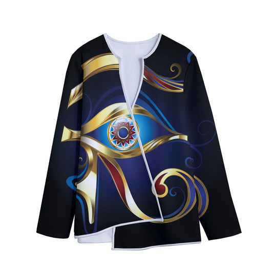 Eye Of Horus Amulet Print Long Sleeve Short Coat