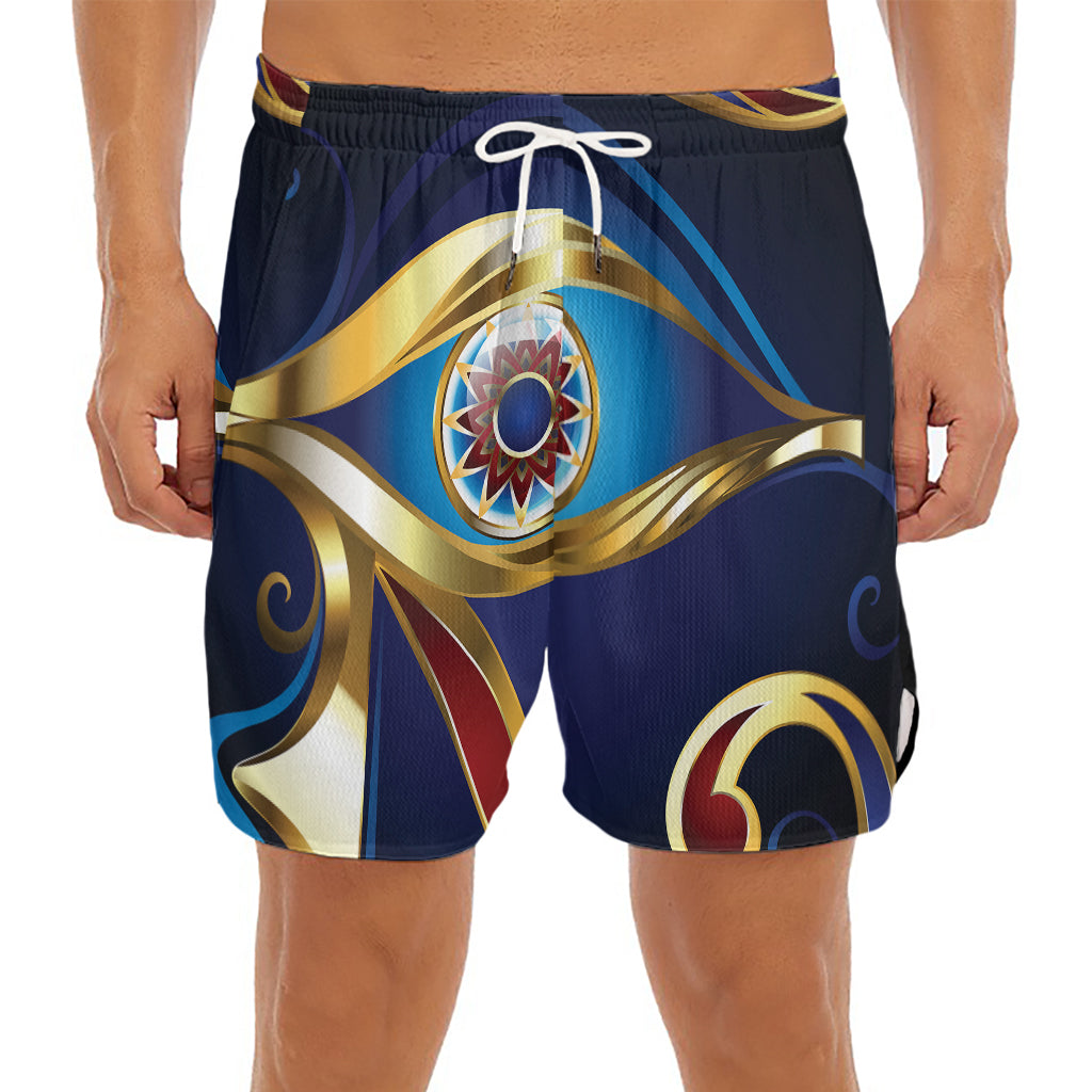 Eye Of Horus Amulet Print Men's Split Running Shorts