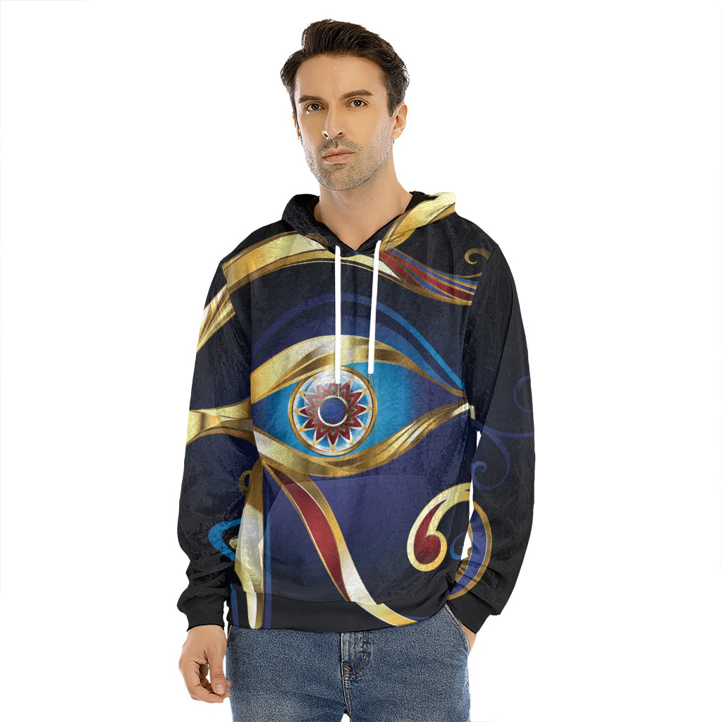 Eye Of Horus Amulet Print Men's Velvet Pullover Hoodie