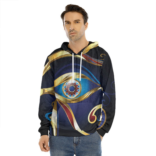 Eye Of Horus Amulet Print Men's Velvet Pullover Hoodie