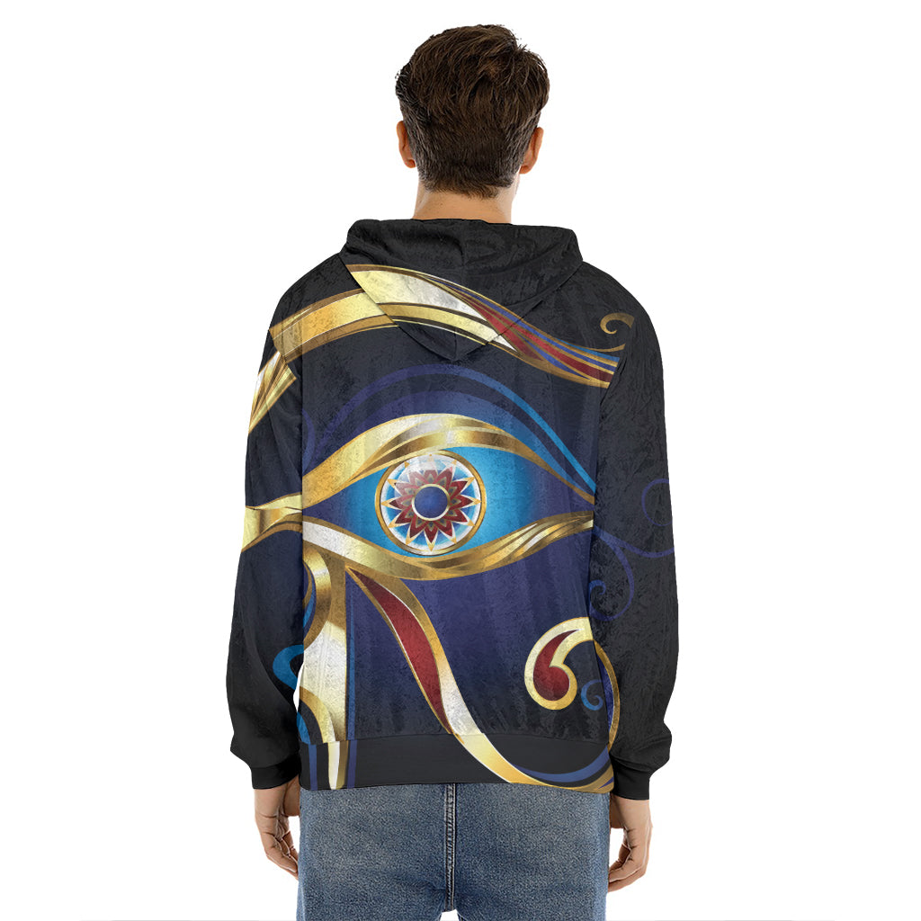 Eye Of Horus Amulet Print Men's Velvet Pullover Hoodie