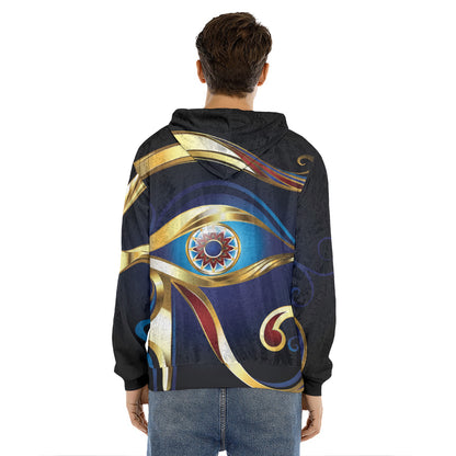 Eye Of Horus Amulet Print Men's Velvet Pullover Hoodie