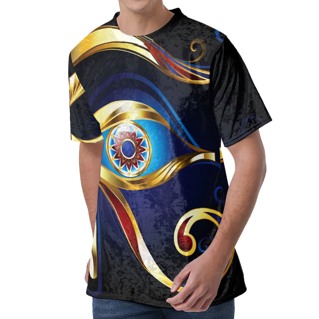 Eye Of Horus Amulet Print Men's Velvet T-Shirt