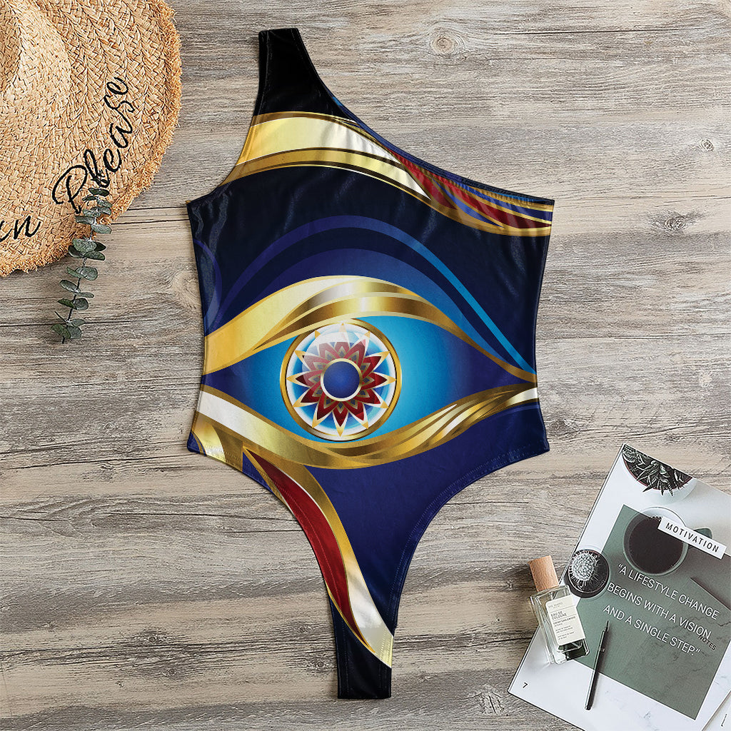 Eye Of Horus Amulet Print One Shoulder Bodysuit