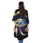 Eye Of Horus Amulet Print Open Front Beach Cover Up