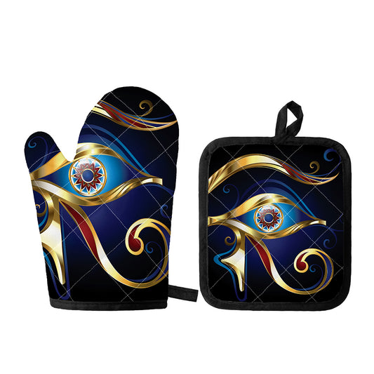 Eye Of Horus Amulet Print Oven Mitt And Pot Holder Set