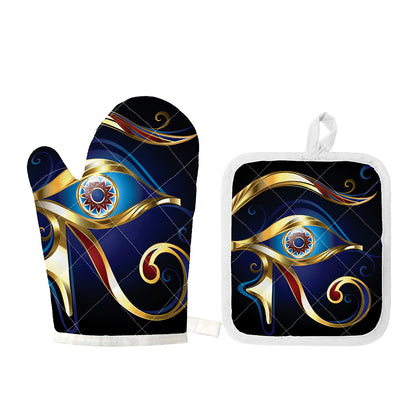 Eye Of Horus Amulet Print Oven Mitt And Pot Holder Set