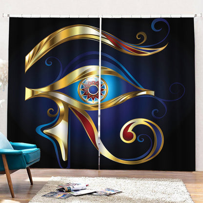 Eye Of Horus Amulet Print Pencil Pleat Curtains