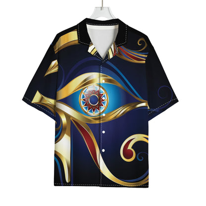 Eye Of Horus Amulet Print Rayon Hawaiian Shirt